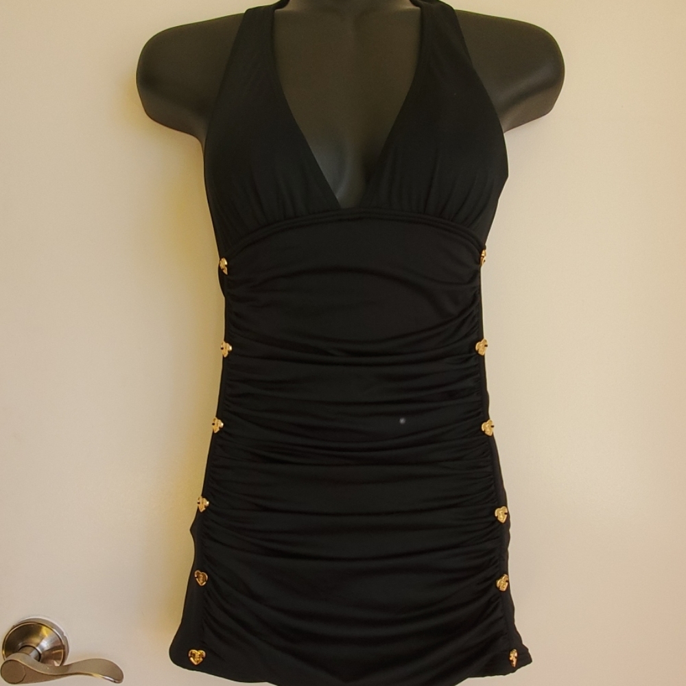 Juicy Couture Black Halter Swim Dress XS